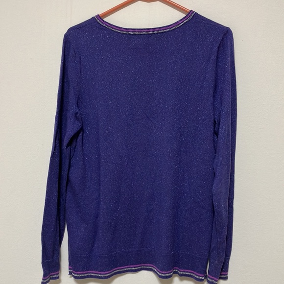 #4 Old Navy LG Women’s Purple Glitter Pullover Sweater Pink Silver Hem. - Picture 2 of 3